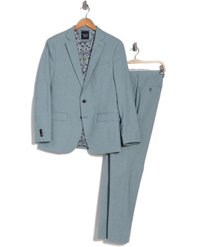Original Penguin Trim Fit Small Check Suit - Blue