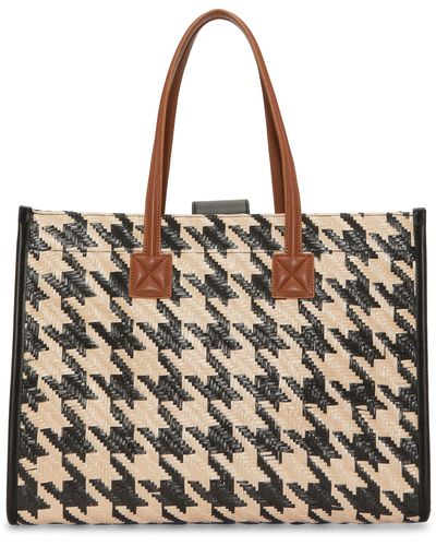 Vince Camuto Saly Houndstooth Check Tote - Metallic