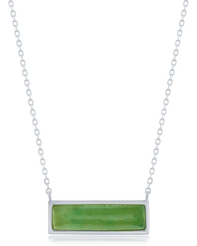 Simona Sterling Silver Rectangle Jade Necklace - Green