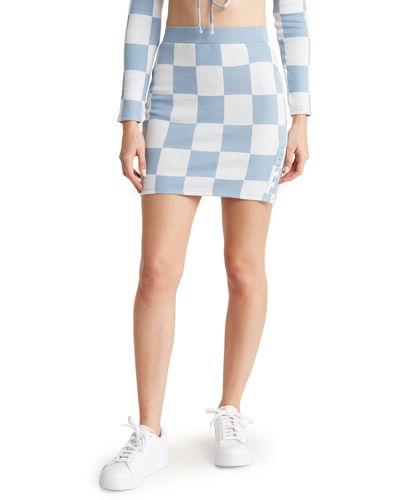 Obey Lydia Checker Cotton Miniskirt - Blue