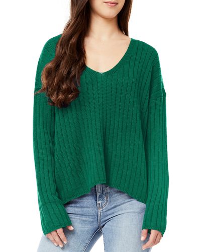 Love By Design Samantha V-neck Knit Sweater - Green