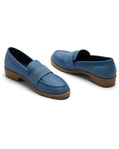 Kenneth Cole Fern Raffia Penny Loafer - Blue