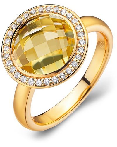 Lafonn Gold Plated Sterling Silver Simulated Diamond & Citrine Ring - Metallic