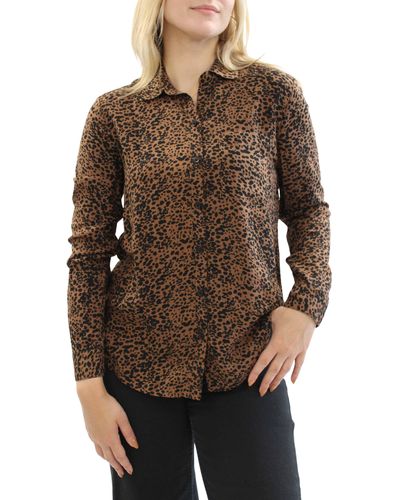 Beach Lunch Lounge Ashley Long Sleeve Button-up Shirt - Brown