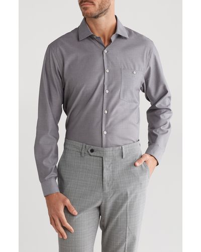 Kenneth Cole Slim Fit Cotton Dress Shirt - Gray