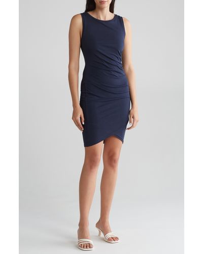 Melrose and Market Leith Ruched Body-con Sleeveless Dress - Blue