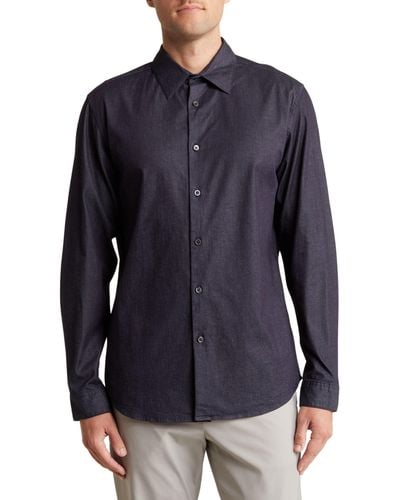Theory Irving Long Sleeve Chambray Button-up Shirt - Blue