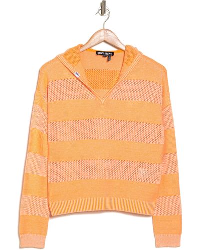 DKNY Stripe Hooded Sweater - Orange
