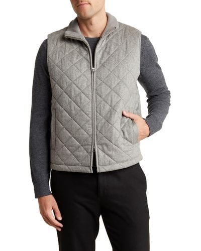 Amicale Diamond Quilt Wool & Cashmere Vest - Gray