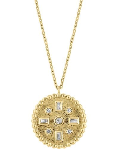 Effy 14k Yellow Gold & Diamond Medallion Pendant Necklace - Metallic