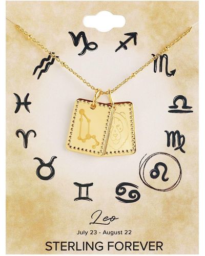 Sterling Forever 14k Gold Plated Astrology Zodiac Tag Necklace - Natural