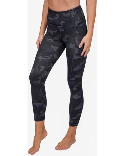 90 Degrees Lux Camo Side Pocket Leggings - Blue