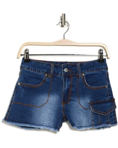 PTCL Stitched Cutout Denim Shorts - Blue