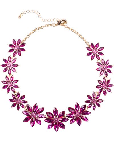 Tasha Crystal Flower Collar Necklace - Pink