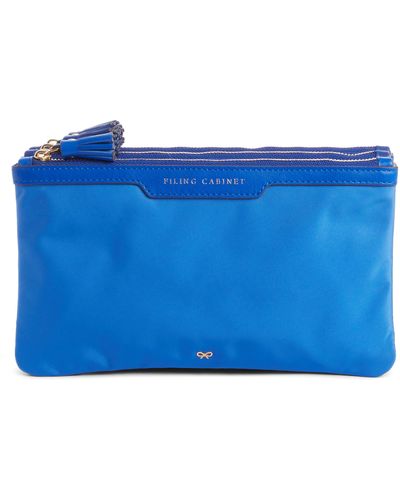 Anya Hindmarch Filing Cabinet Nylon Pouch - Blue