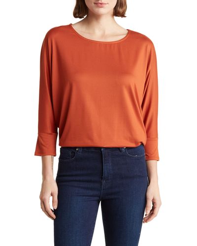 Bobeau Dolman 3/4 Sleeve T-shirt - Orange