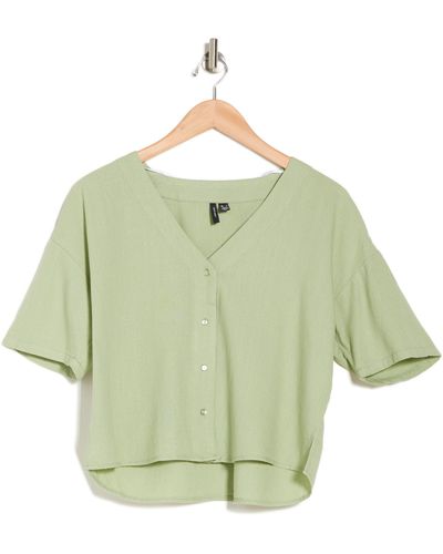 Vero Moda Vmjesmilo Short Sleeve Button-up Shirt - Green