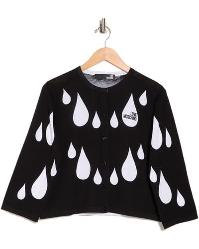 Love Moschino Teardrop Knit Button-down Top In Black At Nordstrom Rack