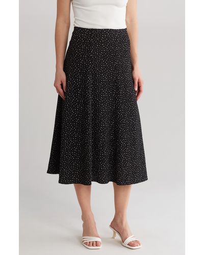 Adrianna Papell Dot Print Pull-on Knit Midi Skirt - Black