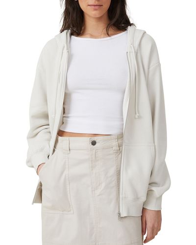 Cotton On Classic Cotton Blend Zip Hoodie - White