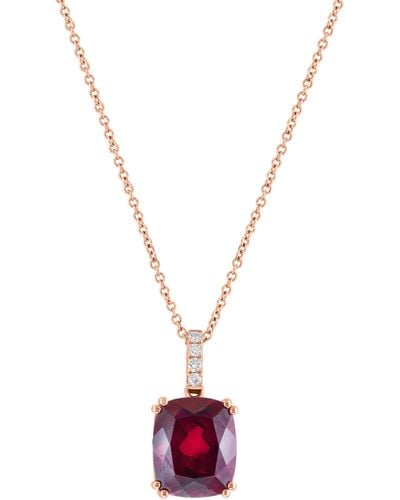 Effy 14k Rose Gold Lab Created Ruby & Lab Created Diamond Pendant Necklace - Red