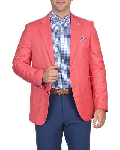 Tailorbyrd Cross Dyed Solid Sport Coat - Red