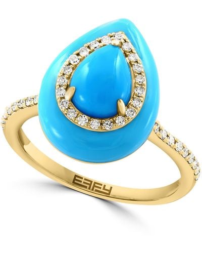 Effy Pear Cut Turquoise & Diamond Ring - Blue