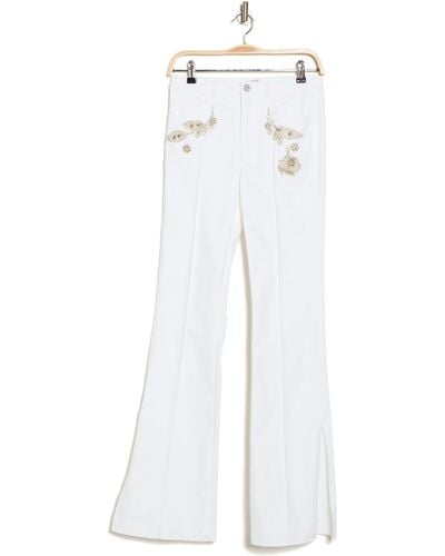 Cinq À Sept Haylie Embellished Split Hem Flare Jeans - White