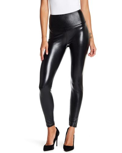 Love, Fire Faux Leather Stretch Leggings - Black