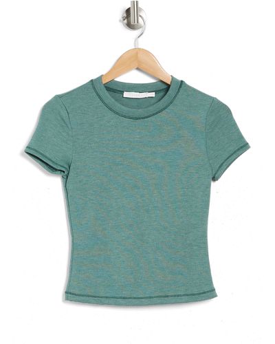 Lush Contrast Stitch Crewneck T-shirt - Green