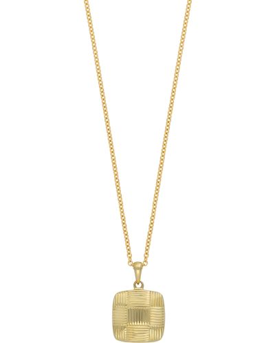 Bony Levy 14k Gold Crosshatched Square Pendant Necklace - Metallic
