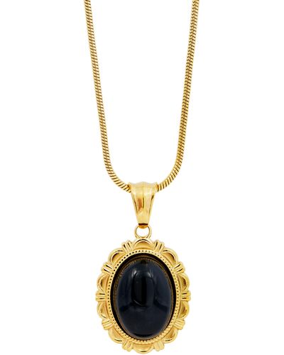 Savvy Cie Jewels 18k Gold Plate Onyx Medallion Pendant Necklace - Blue