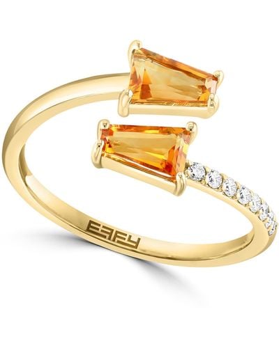Effy 14k Yellow Gold Citrine & Diamond Ring - Metallic