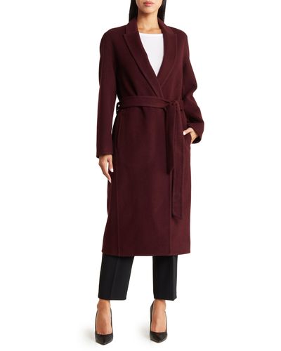Vince Belted Wool & Cashmere Longline Coat - Red