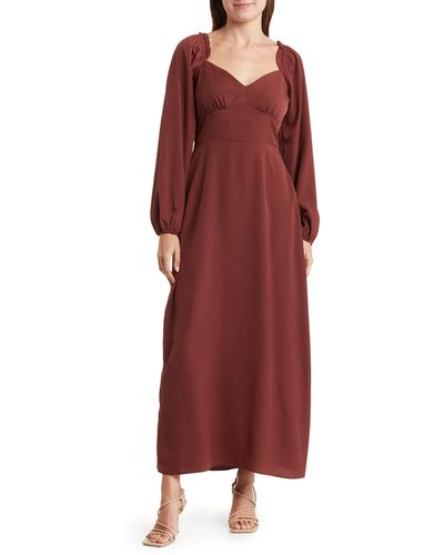 Lush Long Sleeve A-line Dress - Red