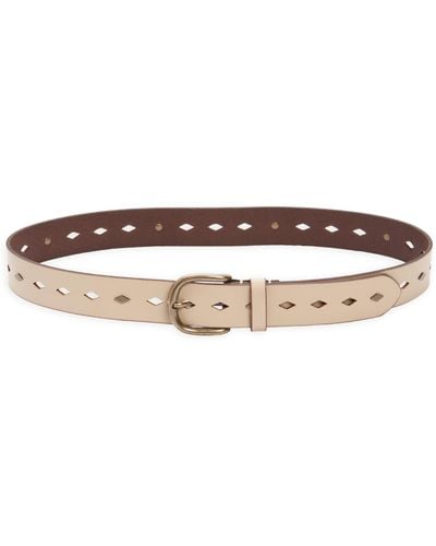 Frye Diamond Perforated Leather Belt - Multicolor