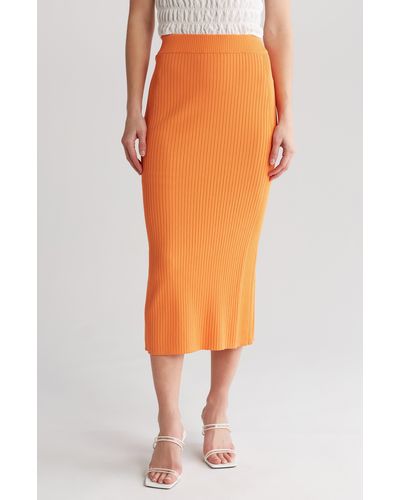 Vici Collection Sweet Sunset Knit Midi Skirt - Orange