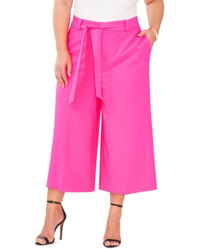 Vince Camuto Belted Culotte Pants - Pink