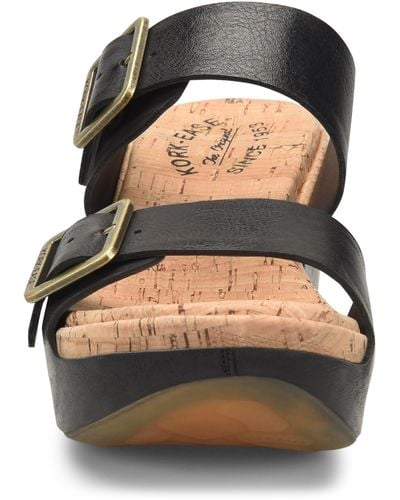 Kork-Ease Grace Wedge Sandal In Black Leather At Nordstrom Rack