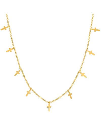 HMY Jewelry Cross Charm Chain Necklace - Blue