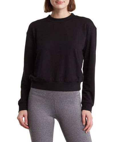 90 Degrees Missy Terry Brushed Long Sleeve - Black