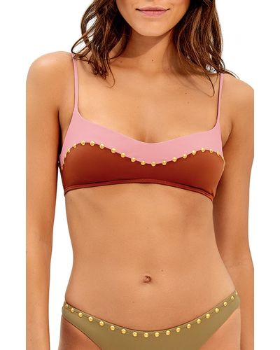 ViX Laila Colorblock Studded Bikini Top - Orange