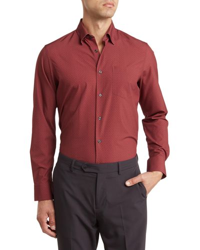 14th & Union Trim Fit Performance Button-up Shirt - Red