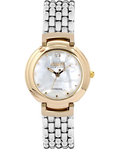 Jones New York Two-tone Diamond Mother Of Pearl Bracelet Watch - Metallic