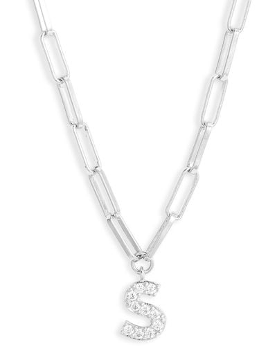 Nadri Pavé Initial Pendant Necklace - White