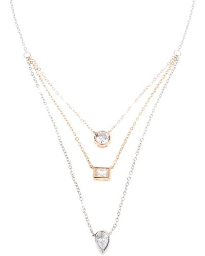 CZ by Kenneth Jay Lane Mixed Cz Triple Tier Layered Necklace - Blue