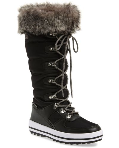 Cougar Shoes Vesta Faux Fur Collar Knee High Snow Boot - Black