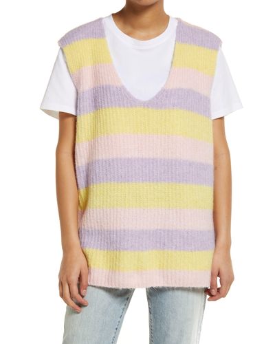 Vero Moda Julie Strip Recycled Blend Rib Sweater Vest - Multicolor