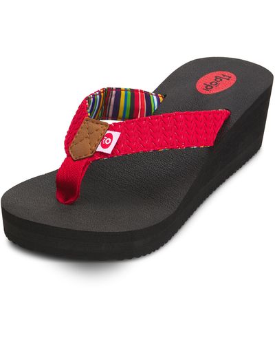 FLOOPI Comfort Sponge Wedge Sandal - Red