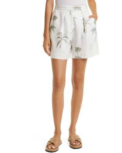 ATM Palm Tree Linen Shorts - White